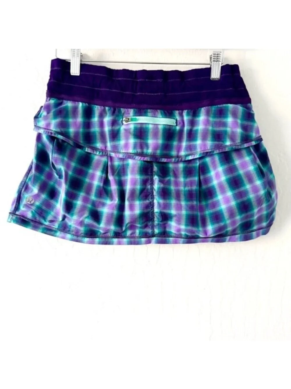 LULUEMON PERSONAL BEST SKORT OASIS OMBRE LOLO PURPLE PLAID SIZE 6